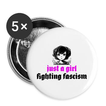 just a girl fighting fascism - Buttons groß 56 mm (5er Pack) - Weiß - Vorne