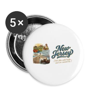 New Jersey Retro Vintage Garden State Shore Design - Buttons groß 56 mm (5er Pack) - Weiß - Vorne