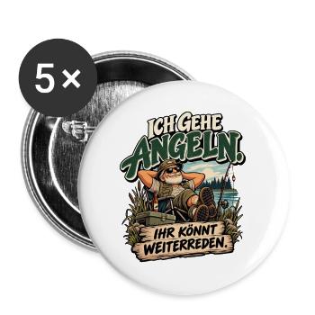 Ich gehe Angeln – Ihr könnt weiterreden - Buttons groß 56 mm (5er Pack) - Weiß - Vorne