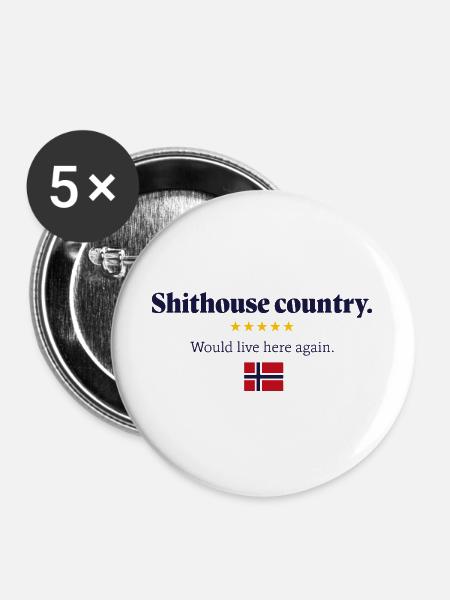 Scheißhaus-Land 5 Sterne - Buttons groß 56 mm (5er Pack) - Weiß