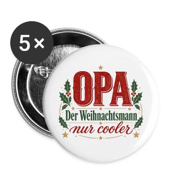 Bester Opa Weihnachtsmann - Buttons groß 56 mm (5er Pack) - Weiß - Vorne