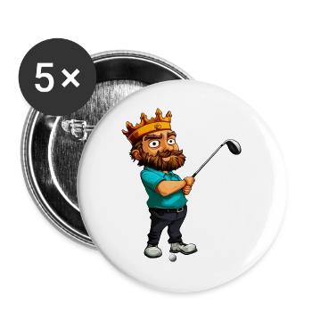 Könige Golf / Golfer King - Buttons groß 56 mm (5er Pack) - Weiß - Vorne