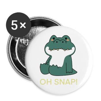 Oh Snap Krokodil Niedlich Cartoon Wortspiel - Buttons groß 56 mm (5er Pack) - Weiß - Vorne