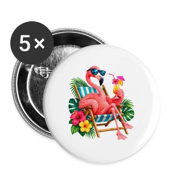 Niedlicher Flamingo Süße Flamingos - Buttons groß 56 mm (5er Pack) - Weiß - Vorne