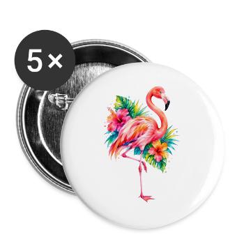 Niedlicher Flamingo Süße Flamingos - Buttons groß 56 mm (5er Pack) - Weiß - Vorne