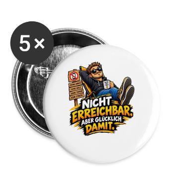 Nicht erreichbar aber glücklich damit - Buttons groß 56 mm (5er Pack) - Weiß - Vorne