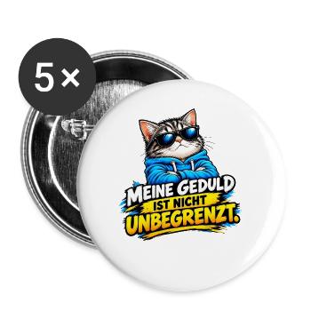 MEINE GEDULD IST NICHT GRENZENLOS - Buttons groß 56 mm (5er Pack) - Weiß - Vorne