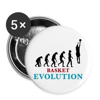 Entwicklung des Basketballs - Buttons groß 56 mm (5er Pack) - Weiß - Vorne