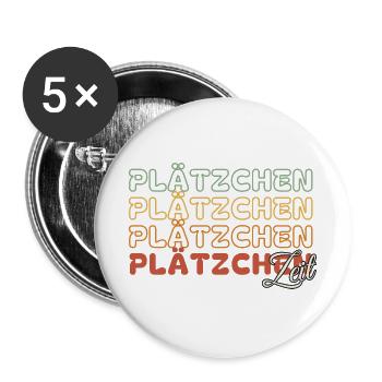 Plätzchen Zeit - Retro - Buttons groß 56 mm (5er Pack) - Weiß - Vorne