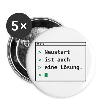Neustart ist auch eine Lösung - Buttons groß 56 mm (5er Pack) - Weiß - Vorne