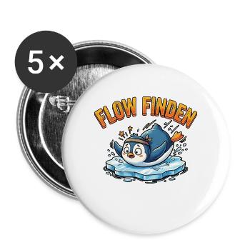 Lustiger Sport Pinguin - Buttons groß 56 mm (5er Pack) - Weiß - Vorne