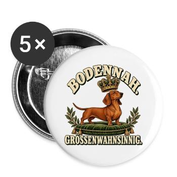 Königshund Großenwahnsinn - Buttons groß 56 mm (5er Pack) - Weiß - Vorne