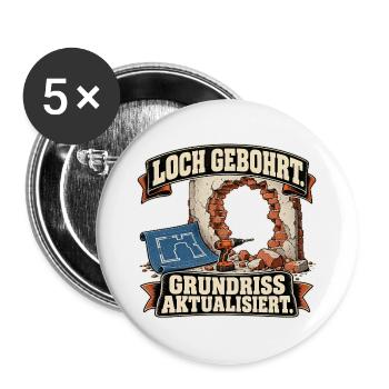 Loch gebohrt Grundriss aktualisiert - Buttons groß 56 mm (5er Pack) - Weiß - Vorne