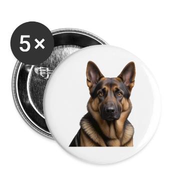 Kopfportrait Deutscher Schäferhund - Buttons groß 56 mm (5er Pack) - Weiß - Vorne