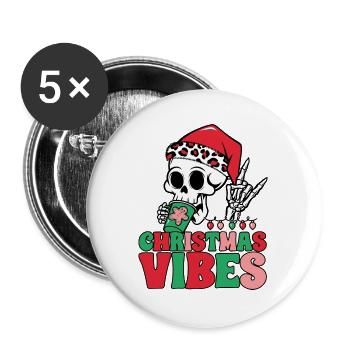 Weihnachtsstimmung Skelett Weihnachtsmannmütze - Buttons groß 56 mm (5er Pack) - Weiß - Vorne