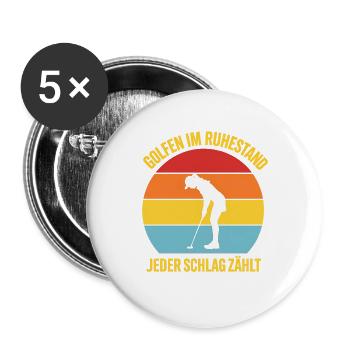 Golfen im Ruhestand Vintage - Buttons groß 56 mm (5er Pack) - Weiß - Vorne