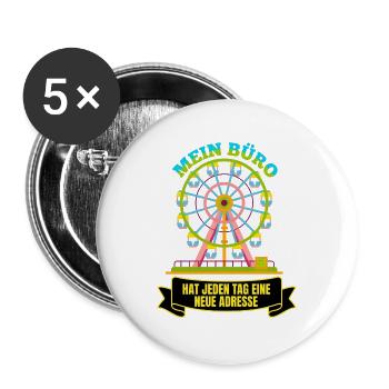 Schausteller Riesenrad Spruch - Buttons groß 56 mm (5er Pack) - Weiß - Vorne