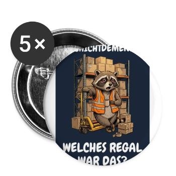 Schichtdemenz Lager – Welches Regal war das? - Buttons groß 56 mm (5er Pack) - Weiß - Vorne