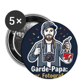 Garde-Papa – Fahrer, Fotograf, Fan - Buttons groß 56 mm (5er Pack) - Weiß - Vorne