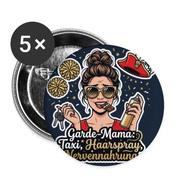 Garde-Mama – Taxi, Haarspray, Nerven - Buttons groß 56 mm (5er Pack) - Weiß - Vorne
