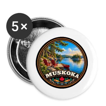 Muskoka Kanada Natur Wald Landschaft Urlaub - Buttons groß 56 mm (5er Pack) - Weiß - Vorne