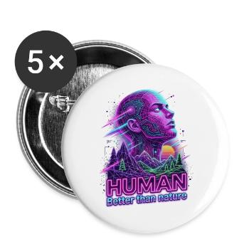 Human_-_better_than_Nature_-_Retrowave - Buttons groß 56 mm (5er Pack) - Weiß - Vorne