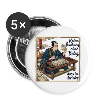 Keine_Buchung_ohne_Beleg_-_Ukiyo-e - Buttons groß 56 mm (5er Pack) - Weiß - Vorne