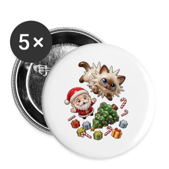 Weihnachts-Igel-Weihnachtsstimmung - Buttons groß 56 mm (5er Pack) - Weiß - Vorne