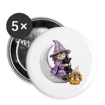 Mondbeschienener Hexen- und Katzenzauber - Buttons groß 56 mm (5er Pack) - Weiß - Vorne