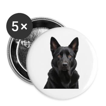Schwarzer Schäferhund Portrait - Buttons groß 56 mm (5er Pack) - Weiß - Vorne