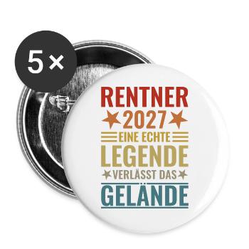 Rentner 2027 Echte Legende verlässt das Gelände - Buttons groß 56 mm (5er Pack) - Weiß - Vorne