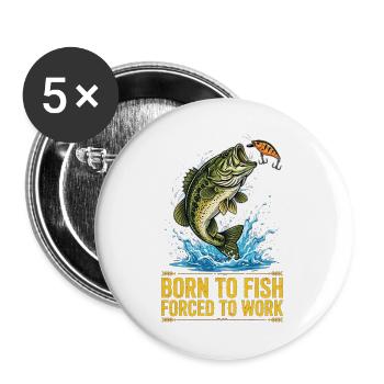 Pêcheur, Pêcheur, Fisch, Angeln - Buttons groß 56 mm (5er Pack) - Weiß - Vorne