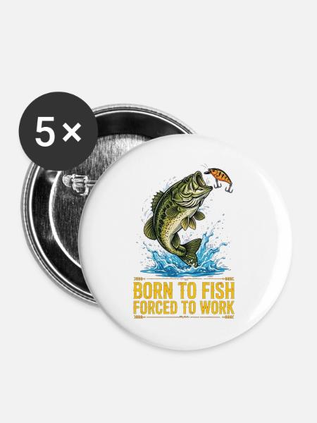 Pêcheur, Pêcheur, Fisch, Angeln - Buttons groß 56 mm (5er Pack) - Weiß