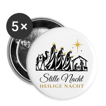 Stille Nacht Krippe Heilige Drei Könige christlich - Buttons groß 56 mm (5er Pack) - Weiß - Vorne