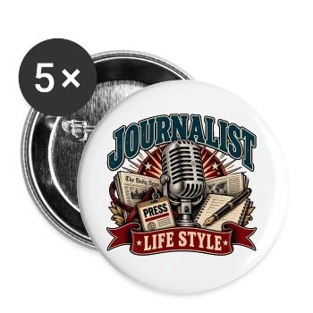 Journalisten-Lebensstil Retro - Buttons groß 56 mm (5er Pack) - Weiß - Vorne