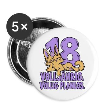 18 Geburtstag Mädchen Geschenk Katze Volljährig - Buttons groß 56 mm (5er Pack) - Weiß - Vorne
