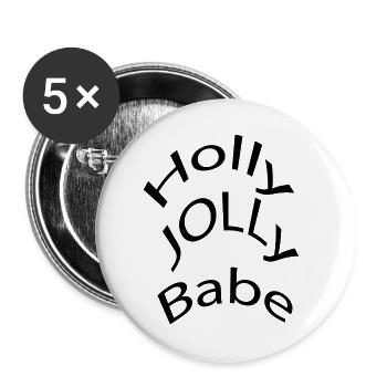 Holly Jolly Babe Retro Weihnachtstypografie T-Shirt - Buttons groß 56 mm (5er Pack) - Weiß - Vorne