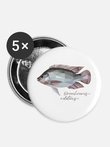 Oreochromis niloticus - Buttons groß 56 mm (5er Pack) - Weiß