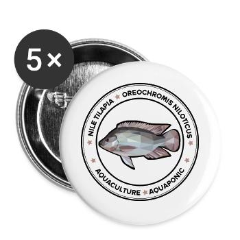 Tilapia, Oreochromis niloticus - Buttons groß 56 mm (5er Pack) - Weiß - Vorne