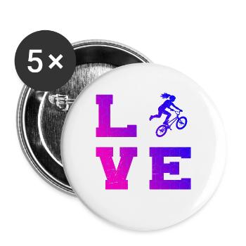 BMX-Racing Geschenkidee für die Freestyle-Fahrerin - Buttons groß 56 mm (5er Pack) - Weiß - Vorne