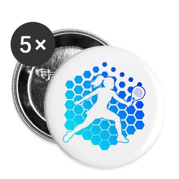 Doppelspiel Geschenkidee für eine Racketsportlerin - Buttons groß 56 mm (5er Pack) - Weiß - Vorne