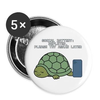 Soziale Batterie erschöpfte introvertierte Schildkröte - Buttons groß 56 mm (5er Pack) - Weiß - Vorne
