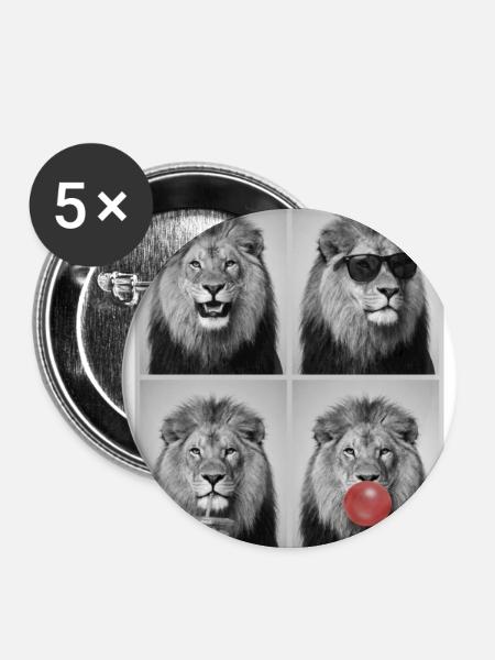 Löwen Löwe - Buttons groß 56 mm (5er Pack) - Weiß