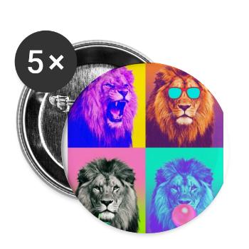 Löwen Löwe - Buttons groß 56 mm (5er Pack) - Weiß - Vorne