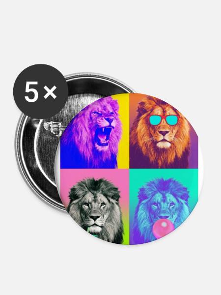 Löwen Löwe - Buttons groß 56 mm (5er Pack) - Weiß