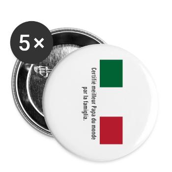 Vom Famiglia als bester Vater der Welt zertifiziert... - Buttons groß 56 mm (5er Pack) - Weiß - Vorne