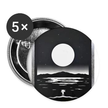 Mondbeschienene Silhouette über ruhigem Meer - Buttons groß 56 mm (5er Pack) - Weiß - Vorne