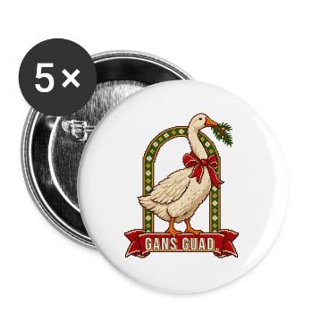 Gans guad Weihnachtspulli bairisch - Buttons groß 56 mm (5er Pack) - Weiß - Vorne