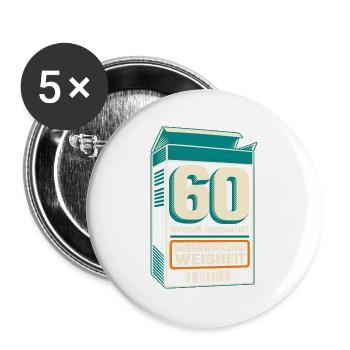 60 Jahrgang 1967 Beipackzettel - Buttons groß 56 mm (5er Pack) - Weiß - Vorne