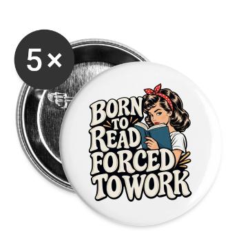 Bücherliebhaber Bücherwurm-Lesen ist mein Glücksort - Buttons groß 56 mm (5er Pack) - Weiß - Vorne